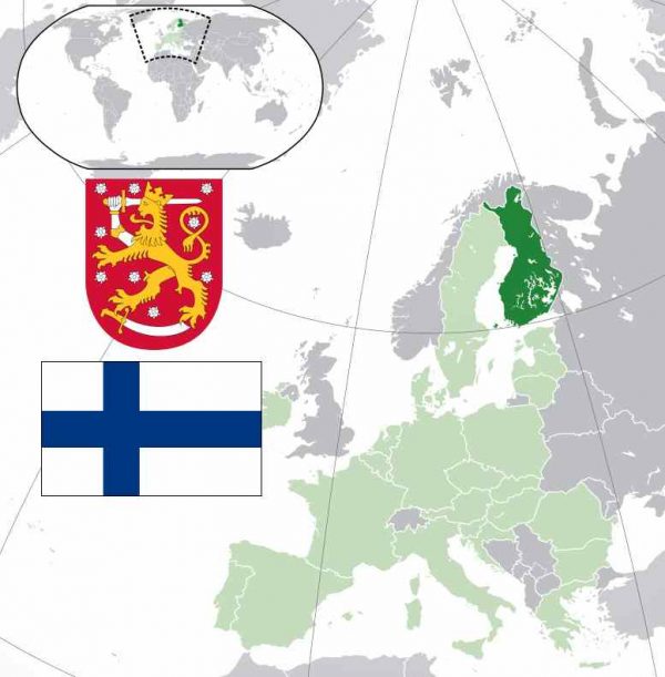 Finland wapen, vlag en kaart