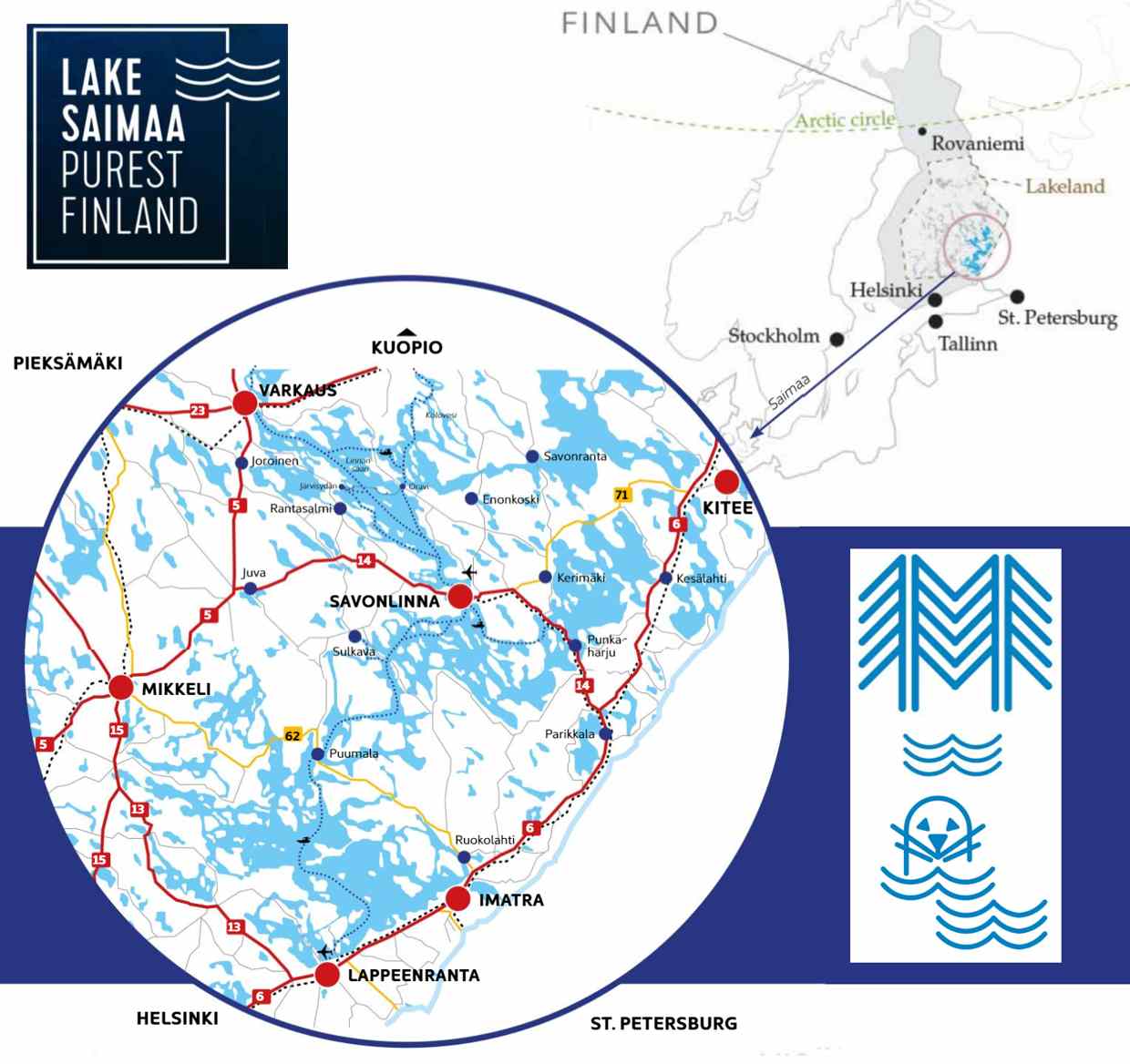 Kaart van Savonlinna en omgeving
